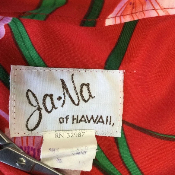 Vintage Jana Womens Red Multi Floral Flutter Sleeve Hawaiian Midi Dress Size 10 - Picture 5 of 10